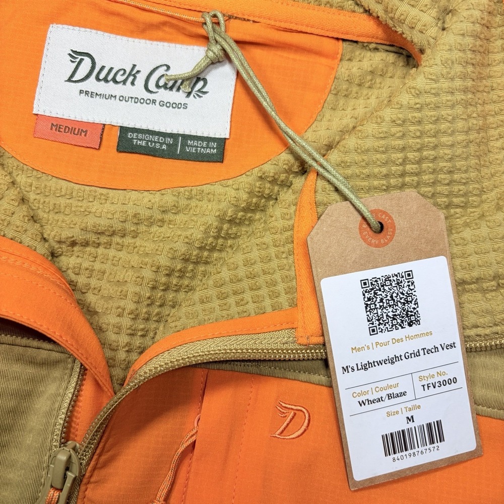 Duck‎ Camp Lightweight Grid Tech Vest Mens Medium Wheat Blaze Hunting NWT - Picture 6 of 10